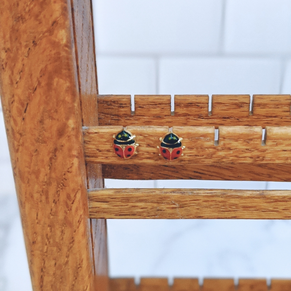 14k Ladybug Stud Post Earrings - image 5